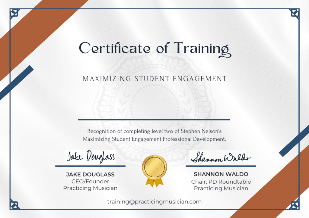 Certificate Maximizing Student Engagement certificate of training music education